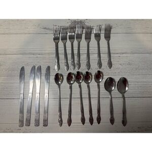 Totally Today Floral Flower 18 Pc Stainless Flatware Fork Spoon Knife
